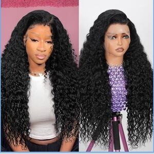28” 13X6 Deep Wave Lace Front Wigs Human Hair 180% Density SKINLIKE Real HD Lace